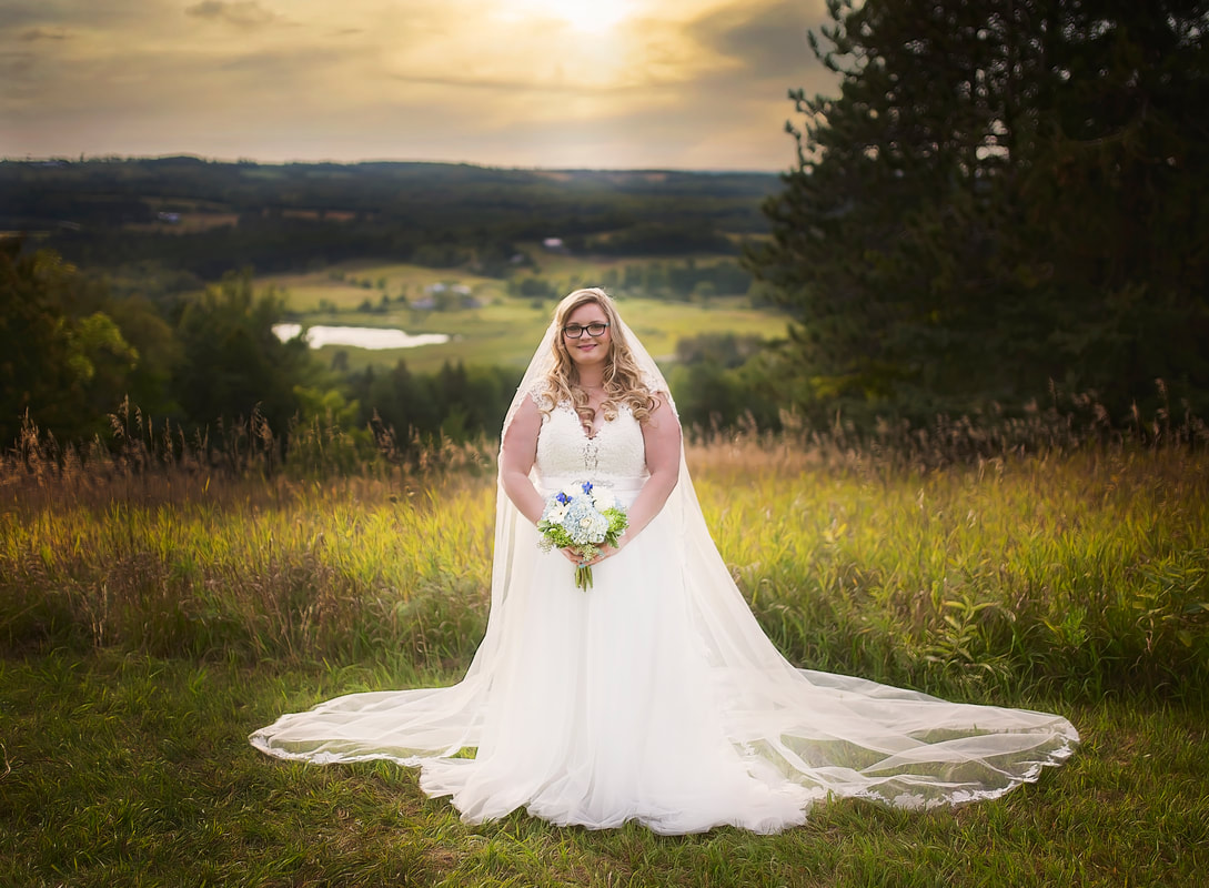 Bride in sunset