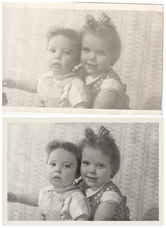 Old antique photograph restored fixed repaired