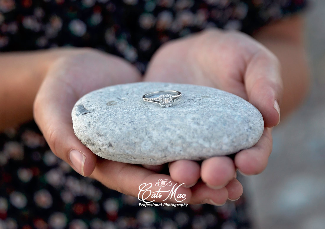 Engagement ring on rock Cobourg Beach
