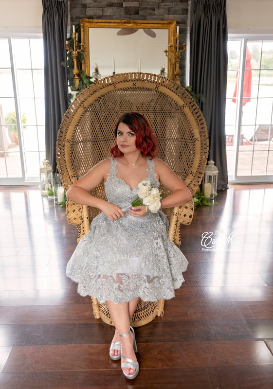 Bride in peacock chair at Stillwater on the Lake Peterborough