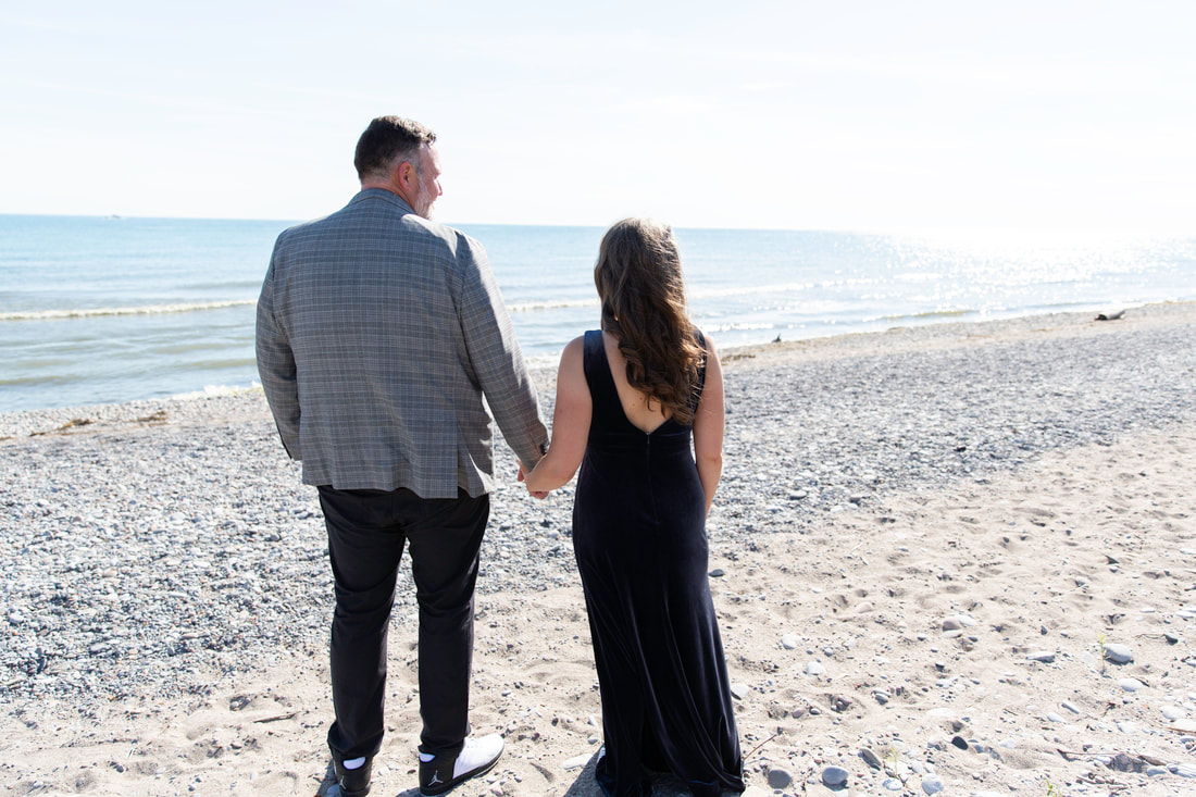 Cobourg Beach wedding bride and groom