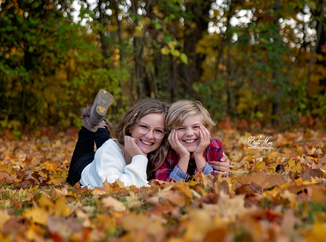 Fall Family Photo Session Brother sister leaves October