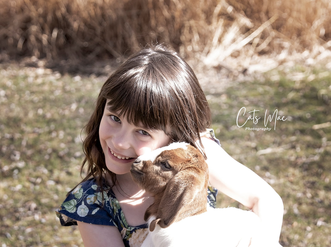 Girl holding a baby goat 