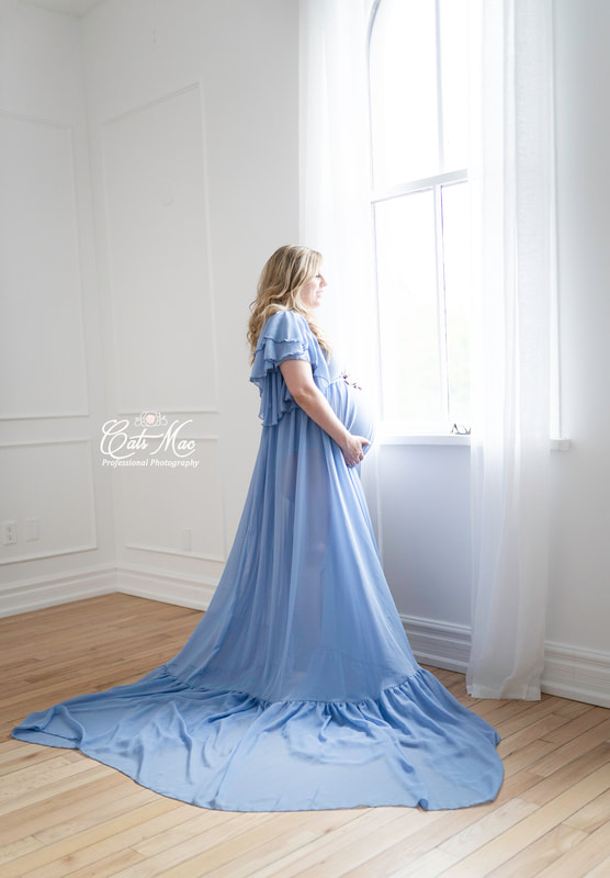 Natural light Maternity Photo session shoot gown 