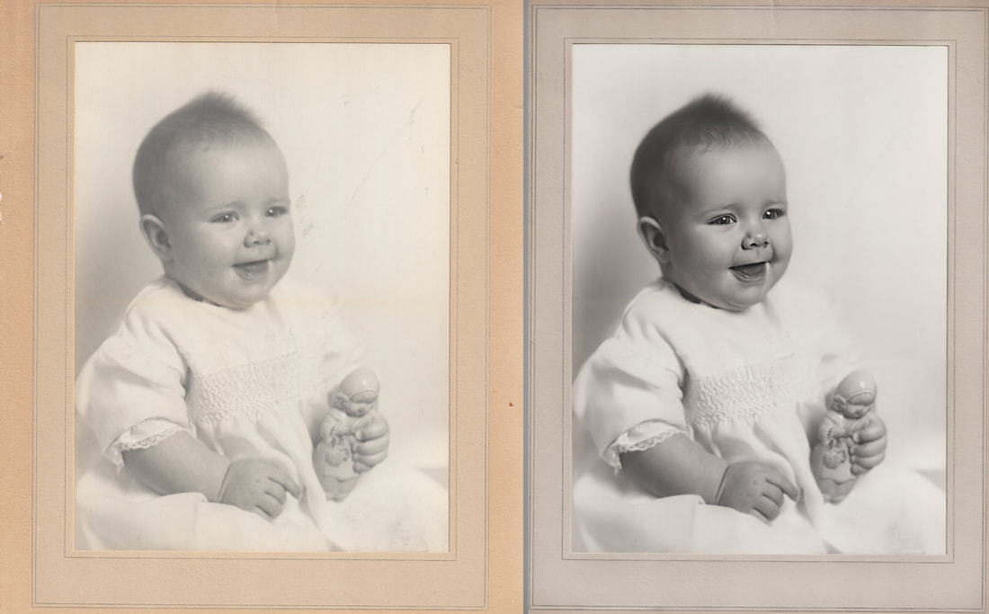 Old antique photograph restored fixed repaired