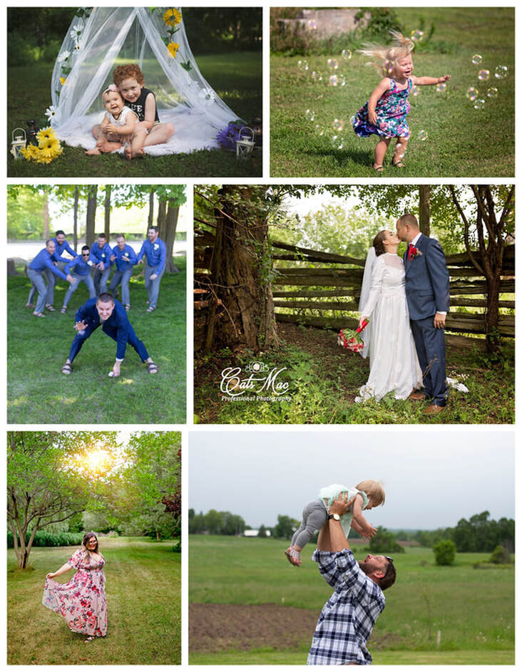 Summer outside photo session bride groom babies family